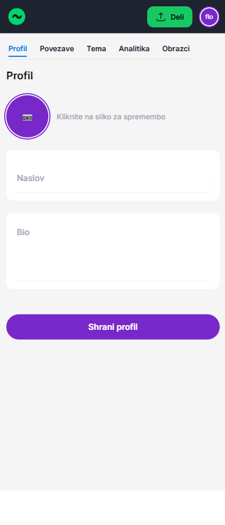 Izbira uporabniškega imena v Flowbio.link