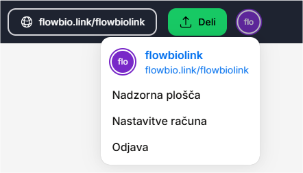 Izbira uporabniškega imena v Flowbio.link