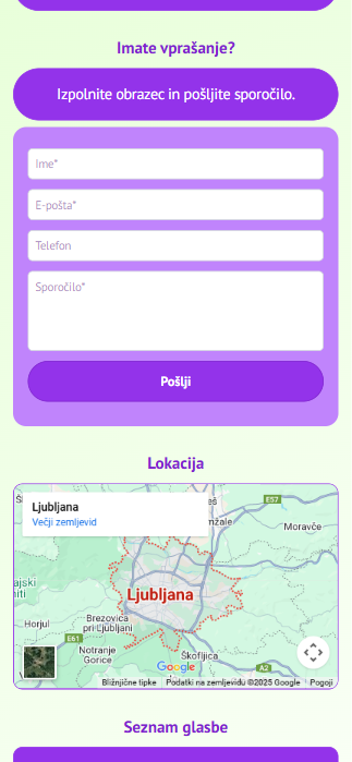 Prikaz kontaktnega obrazca na Flowbio strani