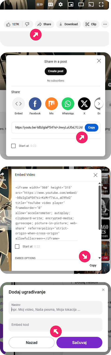 Ubacivanje YouTube videa na Flowbio.link