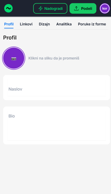 Izbor korisničkog imena u Flowbio.link