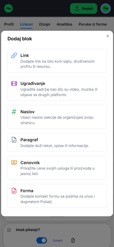 Prikaz ubačenog embed sadržaja u Flowbio stranici
