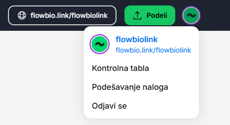 Izbor korisničkog imena u Flowbio.link