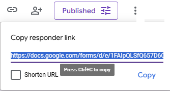 Kopiranje linka Google forme