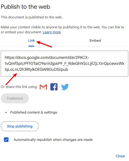 Prezimanje linka Google forme