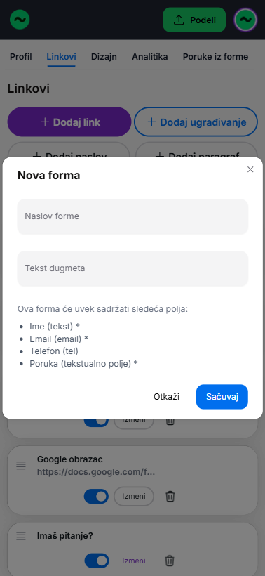 Prikaz ubačenog embed sadržaja u Flowbio stranici